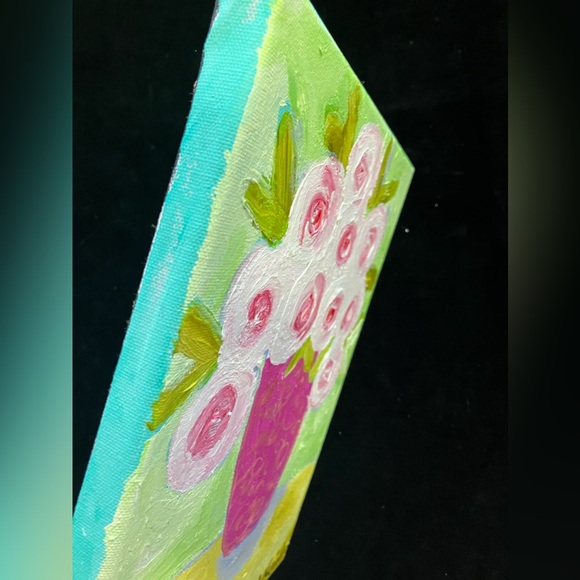 Pink Peonies “ An Original Still Life Acrylic Painting  12”x9” On Canvas - Picture 8 of 10